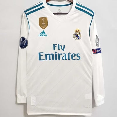 Real Madrid Home 17/18 Long Sleeve Retro Jersey image 0